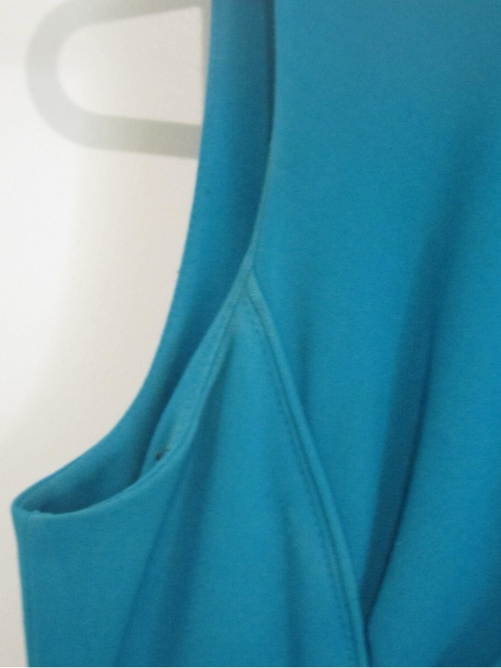 NWOT Calvin Klein Teal Sleeveless Dress w/Ruched Waist and Zipper Back - Picture 7 of 8